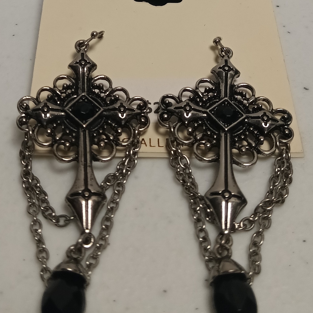MONET GOTHIC CROSSING EARRINGS
